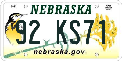 NE license plate 92KS71