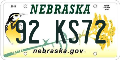 NE license plate 92KS72