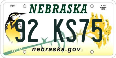 NE license plate 92KS75