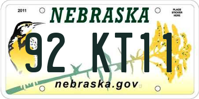 NE license plate 92KT11