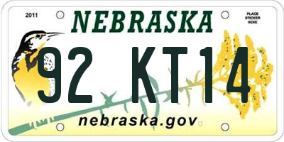 NE license plate 92KT14