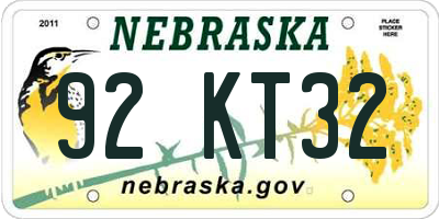 NE license plate 92KT32