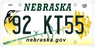 NE license plate 92KT55