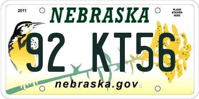 NE license plate 92KT56