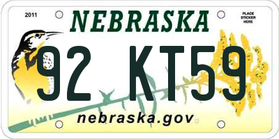 NE license plate 92KT59