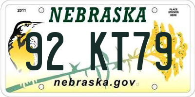 NE license plate 92KT79