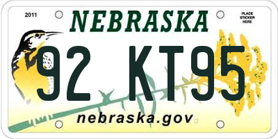 NE license plate 92KT95