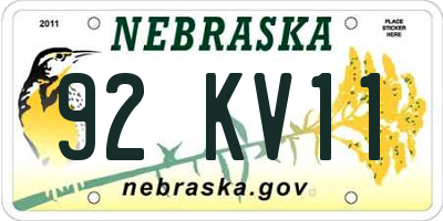 NE license plate 92KV11
