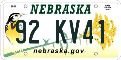 NE license plate 92KV41