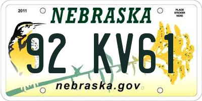 NE license plate 92KV61