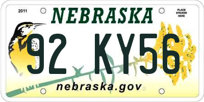 NE license plate 92KY56