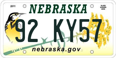 NE license plate 92KY57
