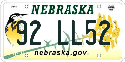 NE license plate 92LL52