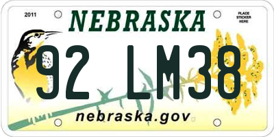 NE license plate 92LM38