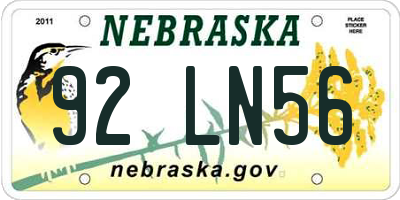 NE license plate 92LN56