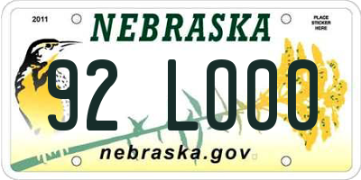 NE license plate 92LO00