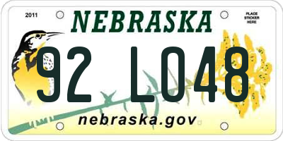 NE license plate 92LO48