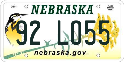 NE license plate 92LO55