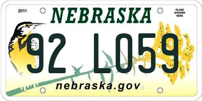 NE license plate 92LO59