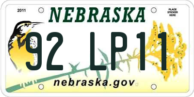 NE license plate 92LP11
