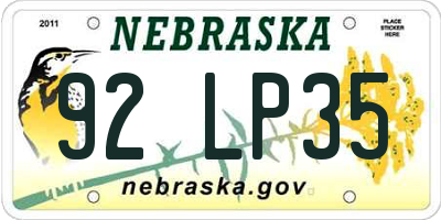 NE license plate 92LP35