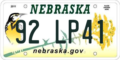 NE license plate 92LP41