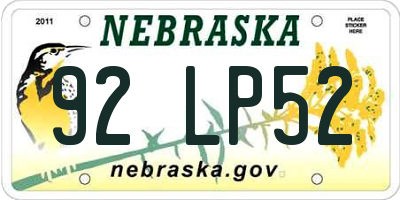 NE license plate 92LP52