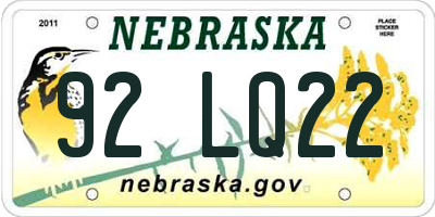 NE license plate 92LQ22