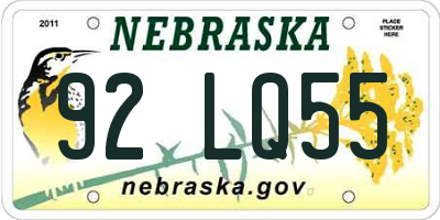 NE license plate 92LQ55