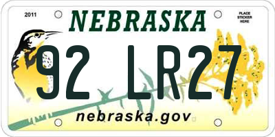 NE license plate 92LR27