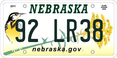 NE license plate 92LR38