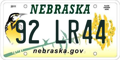 NE license plate 92LR44