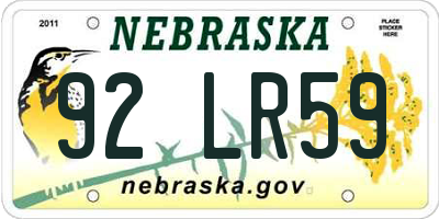 NE license plate 92LR59