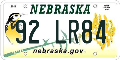 NE license plate 92LR84
