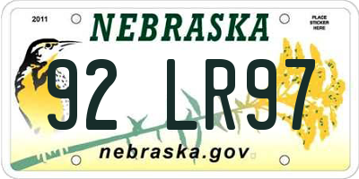 NE license plate 92LR97