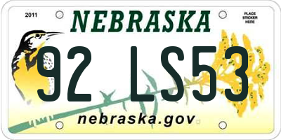 NE license plate 92LS53
