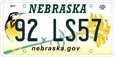 NE license plate 92LS57