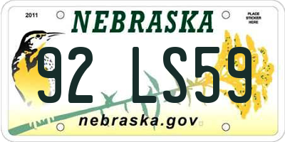 NE license plate 92LS59