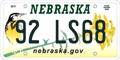 NE license plate 92LS68