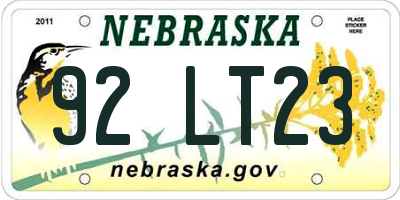 NE license plate 92LT23