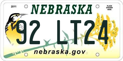 NE license plate 92LT24