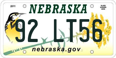 NE license plate 92LT56