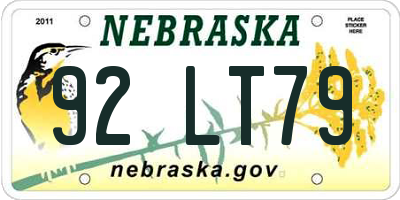 NE license plate 92LT79