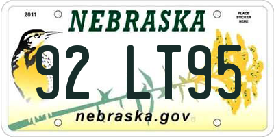 NE license plate 92LT95