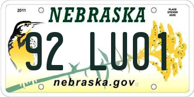 NE license plate 92LU01