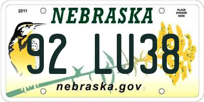 NE license plate 92LU38