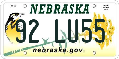 NE license plate 92LU55