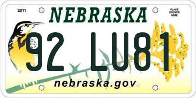 NE license plate 92LU81