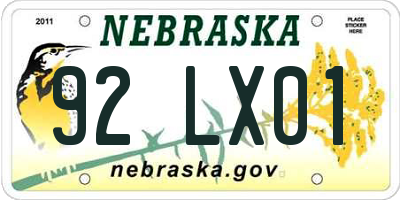 NE license plate 92LX01