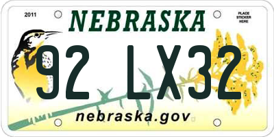 NE license plate 92LX32